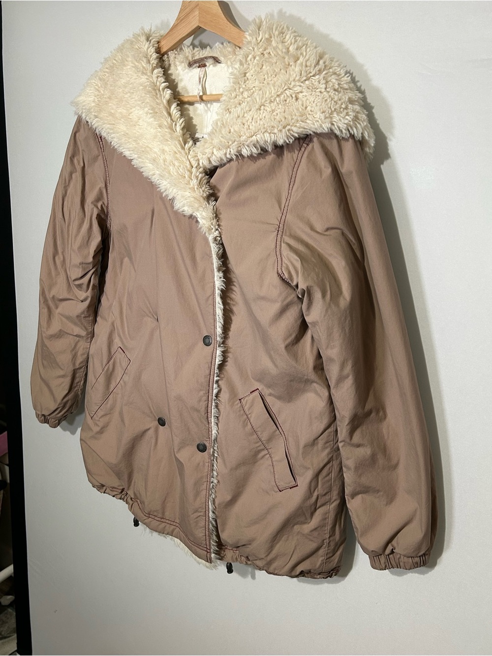 NWT Free People Penny Lane Style Faux Fur Oversized Sherpa Hooded Jacket XS - Picture 6 of 16